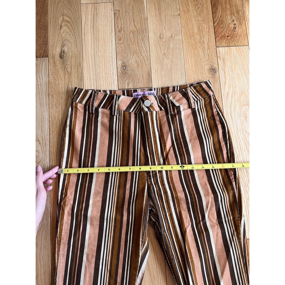 Dolls Kill x Bratz Striped Brown Corduroy Bootcut Pants High Rise Womens Size M - Picture 7 of 12
